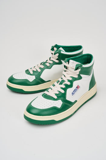 Medalist Mid Sneakers in pelle bianca e verde - 7