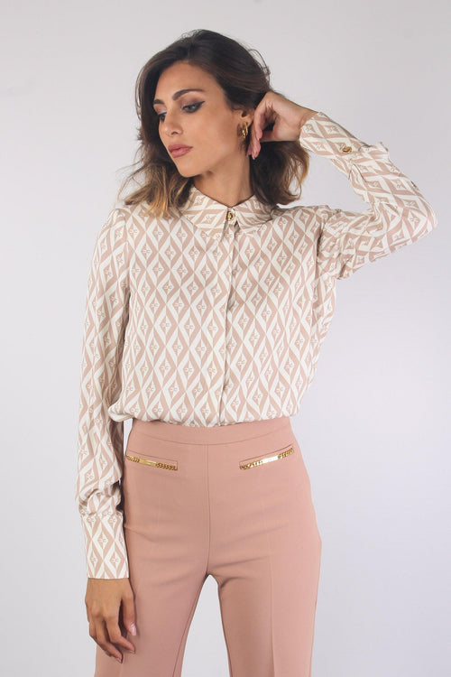 Camicia Fantasia Logo Nudo/burro