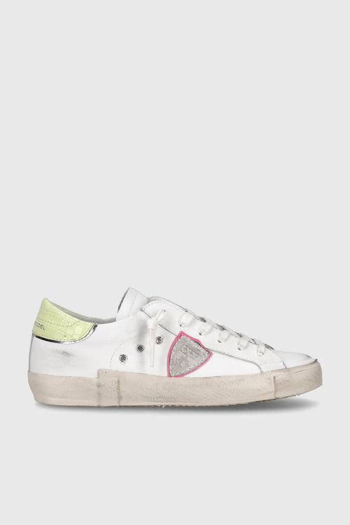 Sneaker Prsx Veau Croco Pop Blanc Jaune Bianco/giallo Fluo Donna