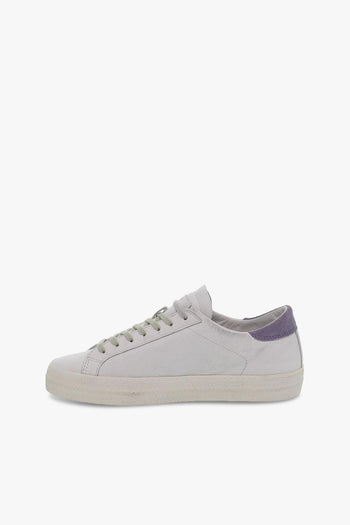 Sneakers HILL LOW VINTAGE CALF WHITE-LAVANDE in pelle e laminato bianco e platino - 3