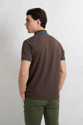 Polo Small Stripe On Collar El Marrone Uomo - 6