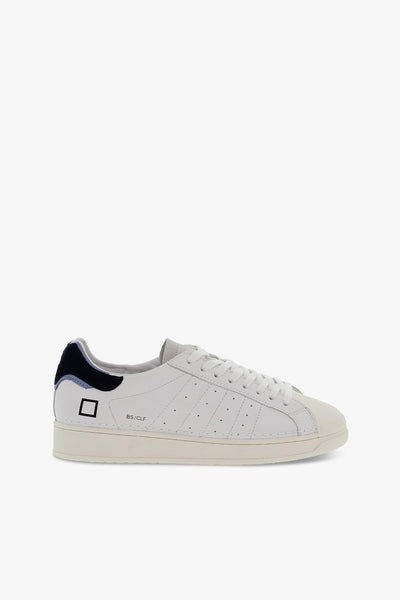 Sneakers BASE CALF WHITE-BLUE in pelle e gommato bianco e blu