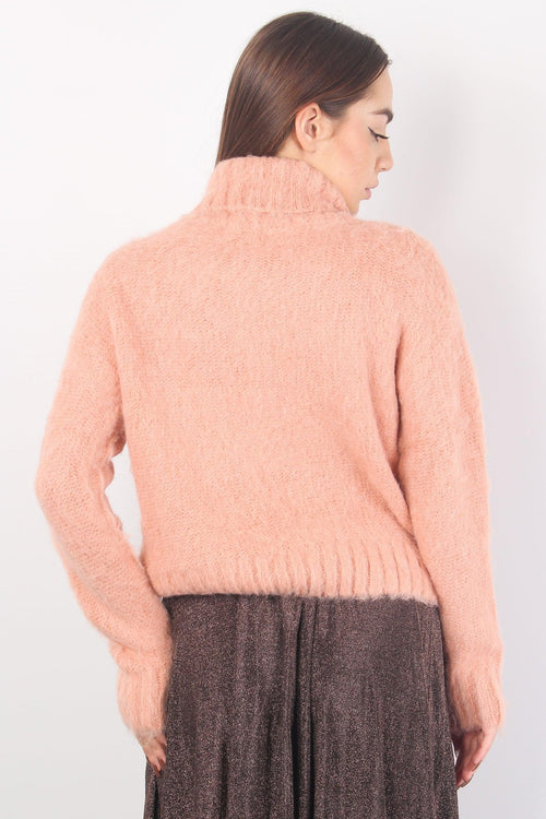 Maglione Collo Alto Lana Blush Pink - 2