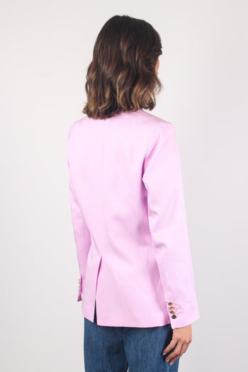 Giacca Doppiopetto Misto Lino Rosa - 6