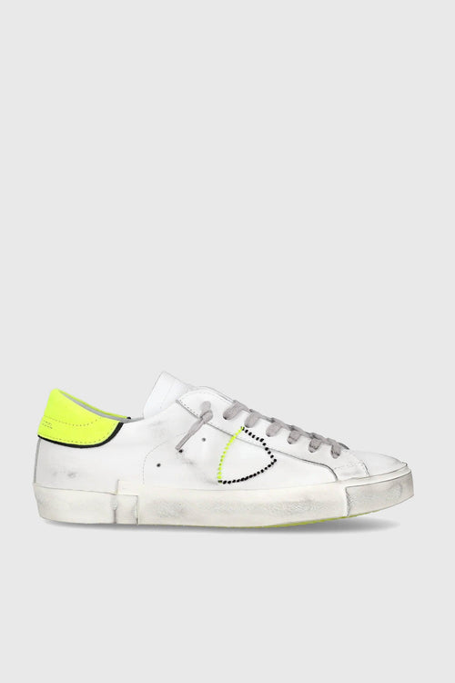 Sneaker Prsx Veau Broderie Blanc Jaune Bianco/giallo Fluo Uomo