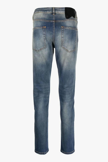 Pantalone Stonewashed Blu in Cotone/Elastam - 2