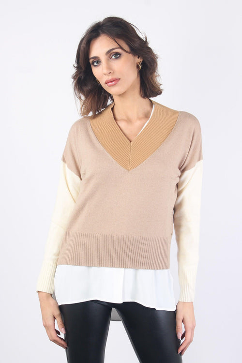 Databile Maglia Sollo V Beige/cammello