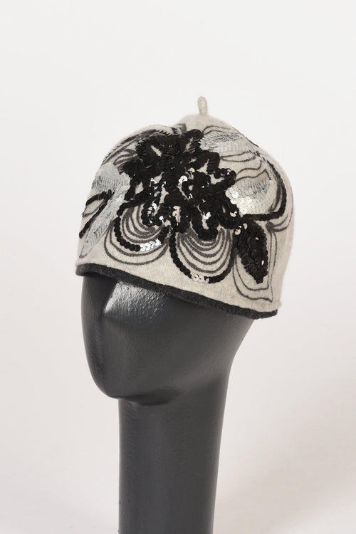 Cappello Decorato Grigio Chiaro Donna