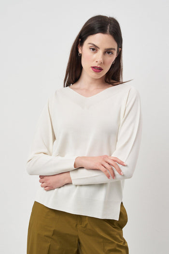 Maglia manica lunga panna - 3