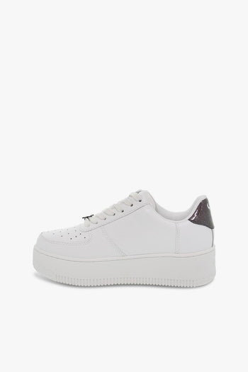 Sneakers RICH WHITE GLITTER PATENT in pelle e vernice bianco e nero - 3